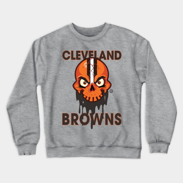 Cleveland Browns SkullyDawg - We bleed Orange & Brown Crewneck Sweatshirt by Goin Ape Studios